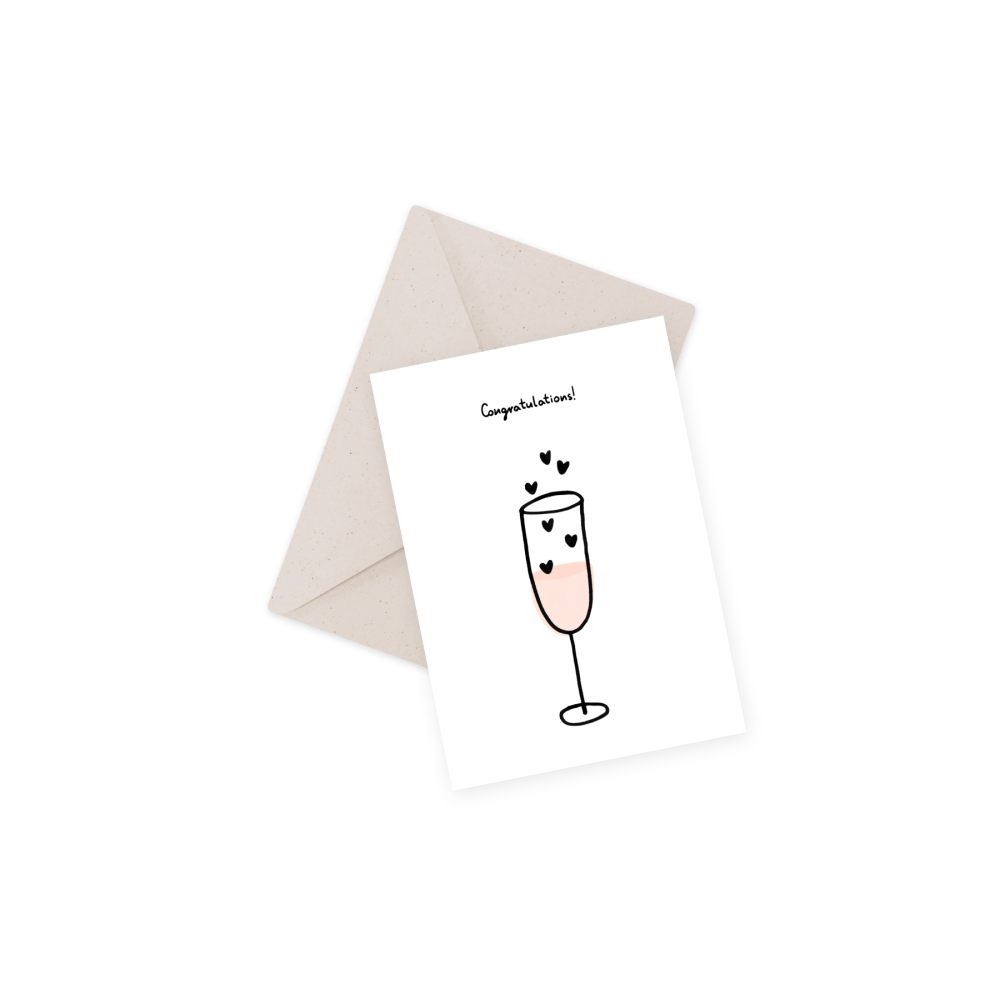 Greeting card - Eökke - Congratulations! champagne, 12 x 17 cm
