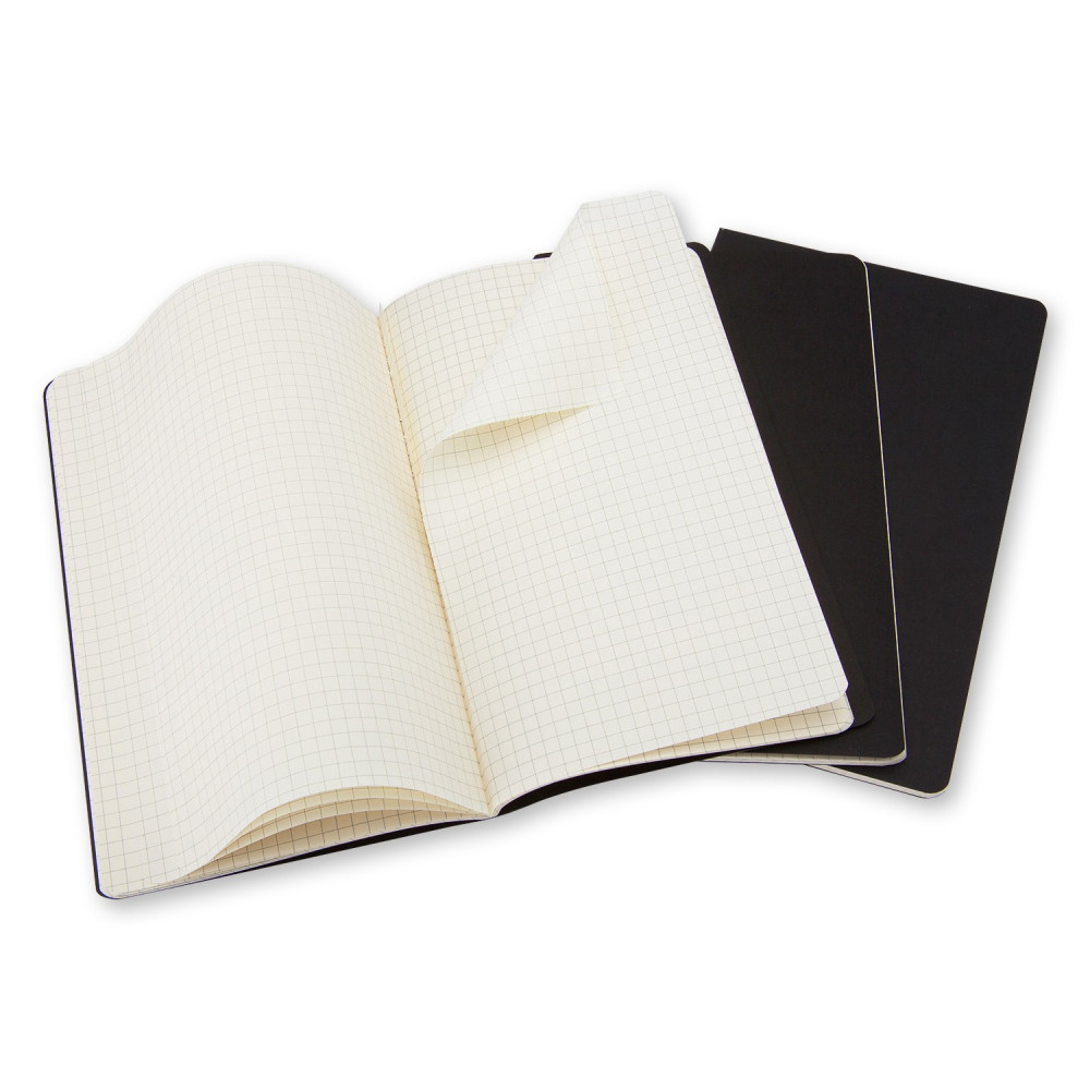Zestaw notatników w kratkę A5 - Moleskine - czarne 3 szt.