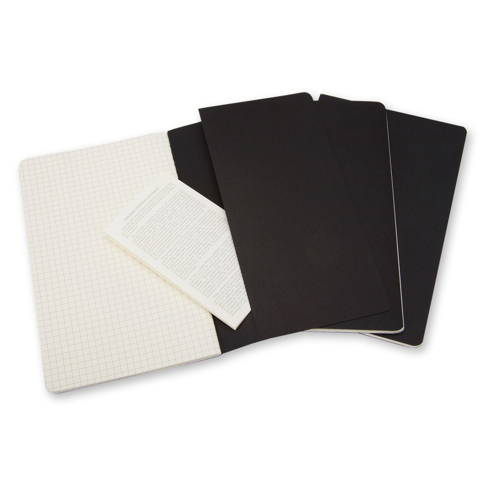Zestaw notatników w kratkę A5 - Moleskine - czarne 3 szt.