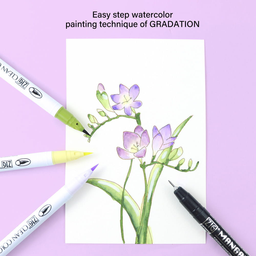 Gradation Watercolor Flowers set - Kuretake - 11 pcs.