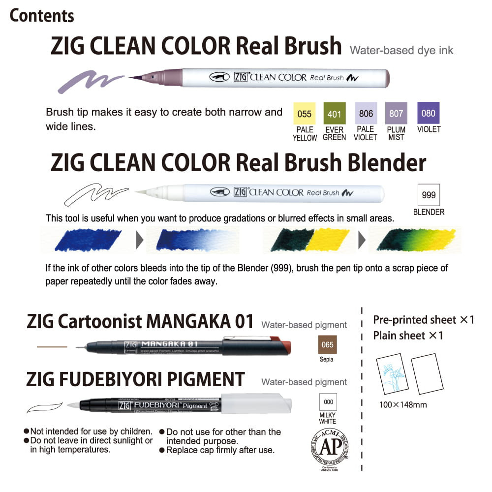 Gradation Watercolor Flowers set - Kuretake - 11 pcs.
