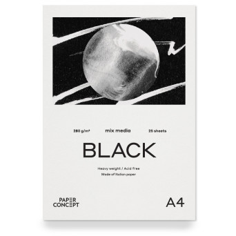 Mix Media Black paper pad - PaperConcept - smooth A4 280 g 25 sheets