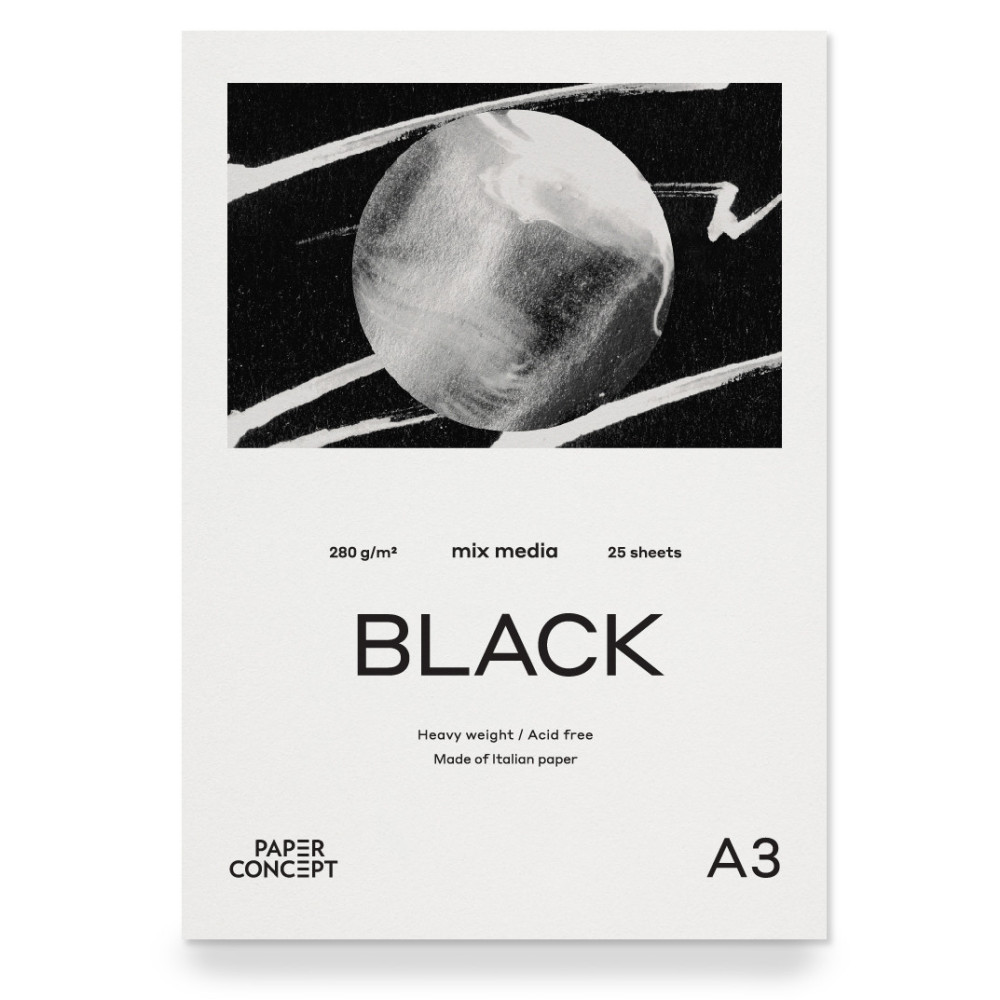 Blok uniwersalny Mix Media Black - PaperConcept - smooth A3 280 g 25 ark.