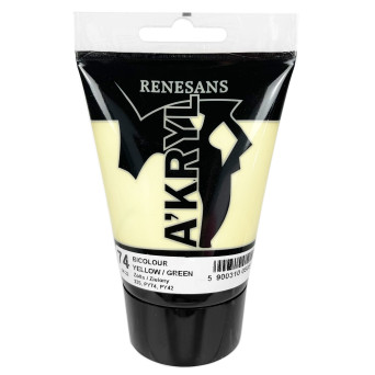 Acrylic A'kryl Bicolor paint - Renesans - 74, yellow green, 100 ml