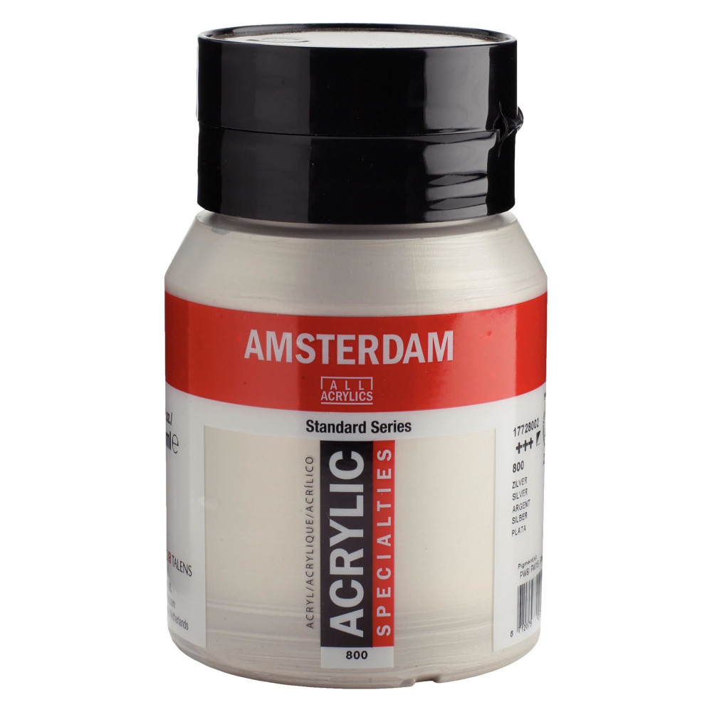 Farba akrylowa - Amsterdam - 800, Silver, 500 ml