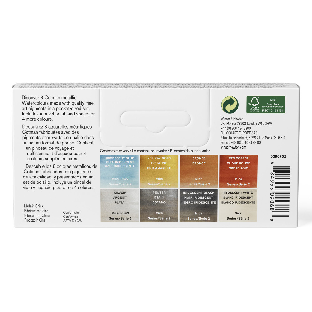 Set of Cotman Watercolors Metallic - Winsor & Newton - 8 colors