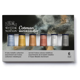 Zestaw farb akwarelowych Cotman Metallic - Winsor & Newton - 6 kolorów x 8 ml
