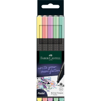 Zestaw cienkopisów Grip Finepen - Faber-Castell - pastelowe, 5 kolorów