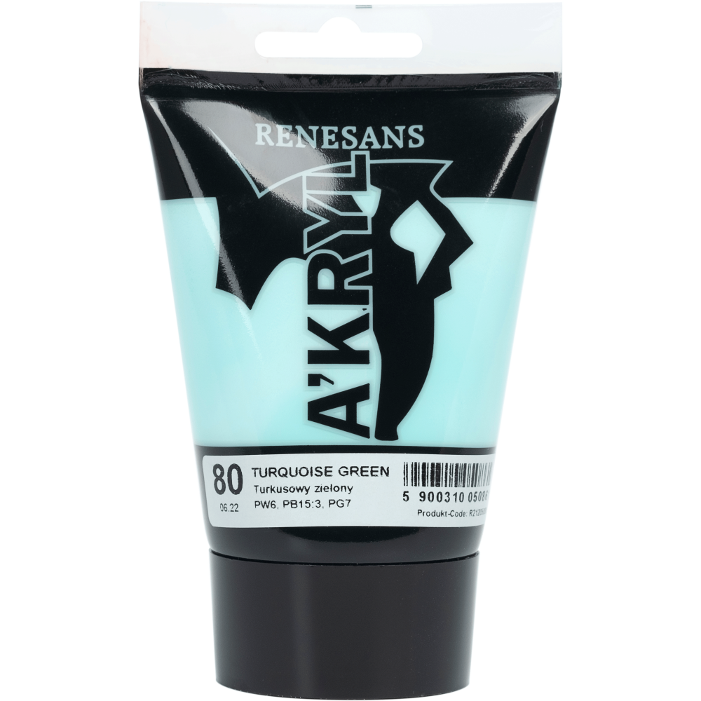 Acrylic A'kryl paint - Renesans - 80, Turquoise Green, 100 ml
