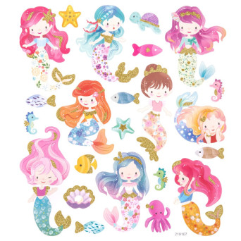 Stickers with glitter, Mermaids - DpCraft - 23 pcs.