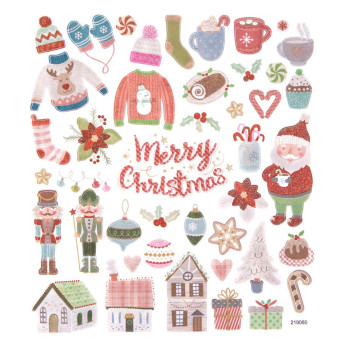 Stickers with glitter, Cozy Christmas - DpCraft - 43 pcs.