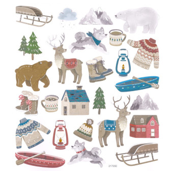 Stickers with glitter, Winter Wonderland - DpCraft - 26 pcs.