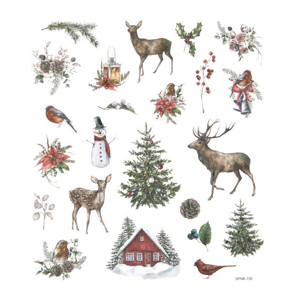 Naklejki z brokatem, Lovable Christmas Nature - DpCraft - 23 szt.