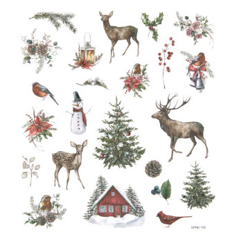 Stickers with glitter, Lovable Christmas Nature - DpCraft - 23 pcs.