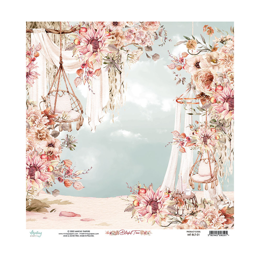 Scrapbooking paper 30,5 x 30,5 cm - Mintay - Blissful Time 01