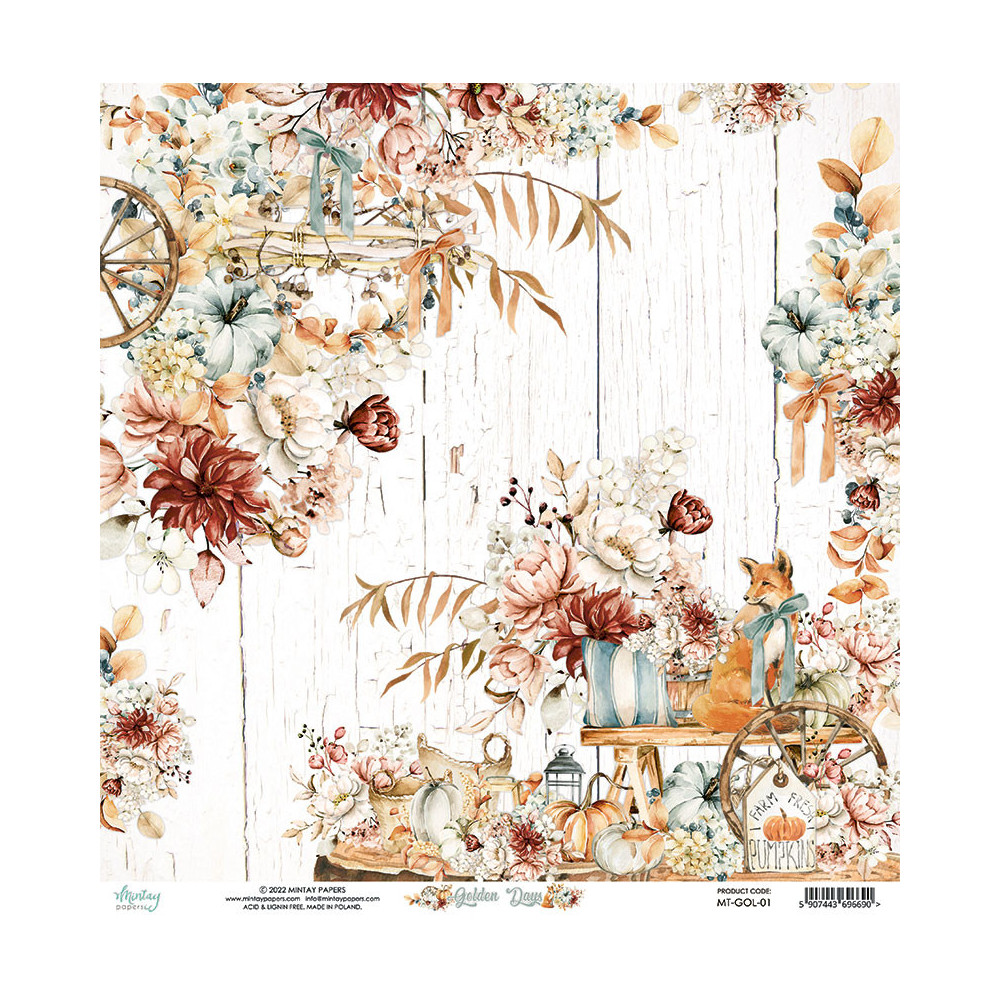 Papier do scrapbookingu 30,5 x 30,5 cm - Mintay - Golden Days 01