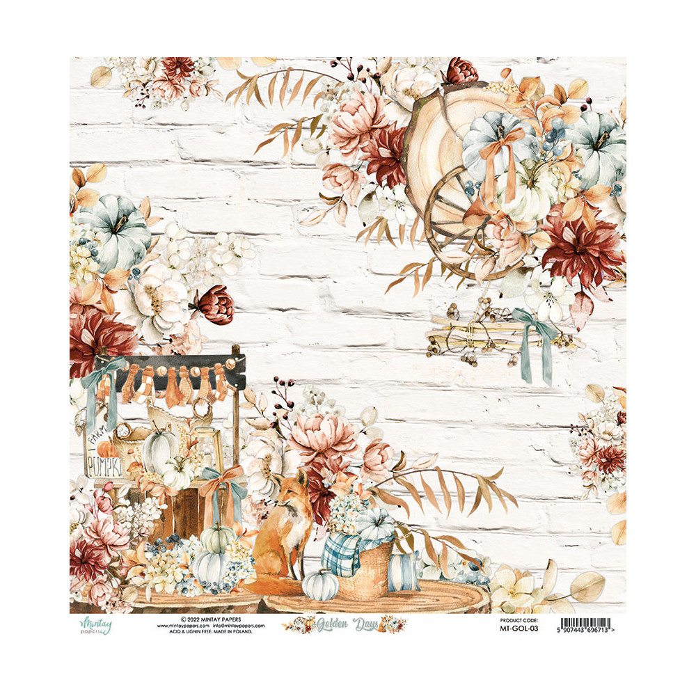Papier do scrapbookingu 30,5 x 30,5 cm - Mintay - Golden Days 03