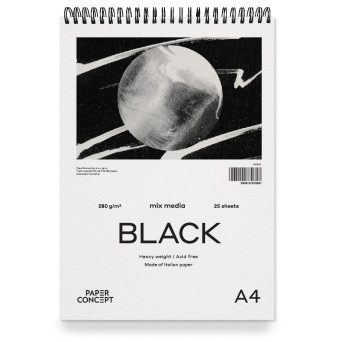 Blok uniwersalny Mix Media Black na spirali - PaperConcept - smooth A4 280 g 25 ark.