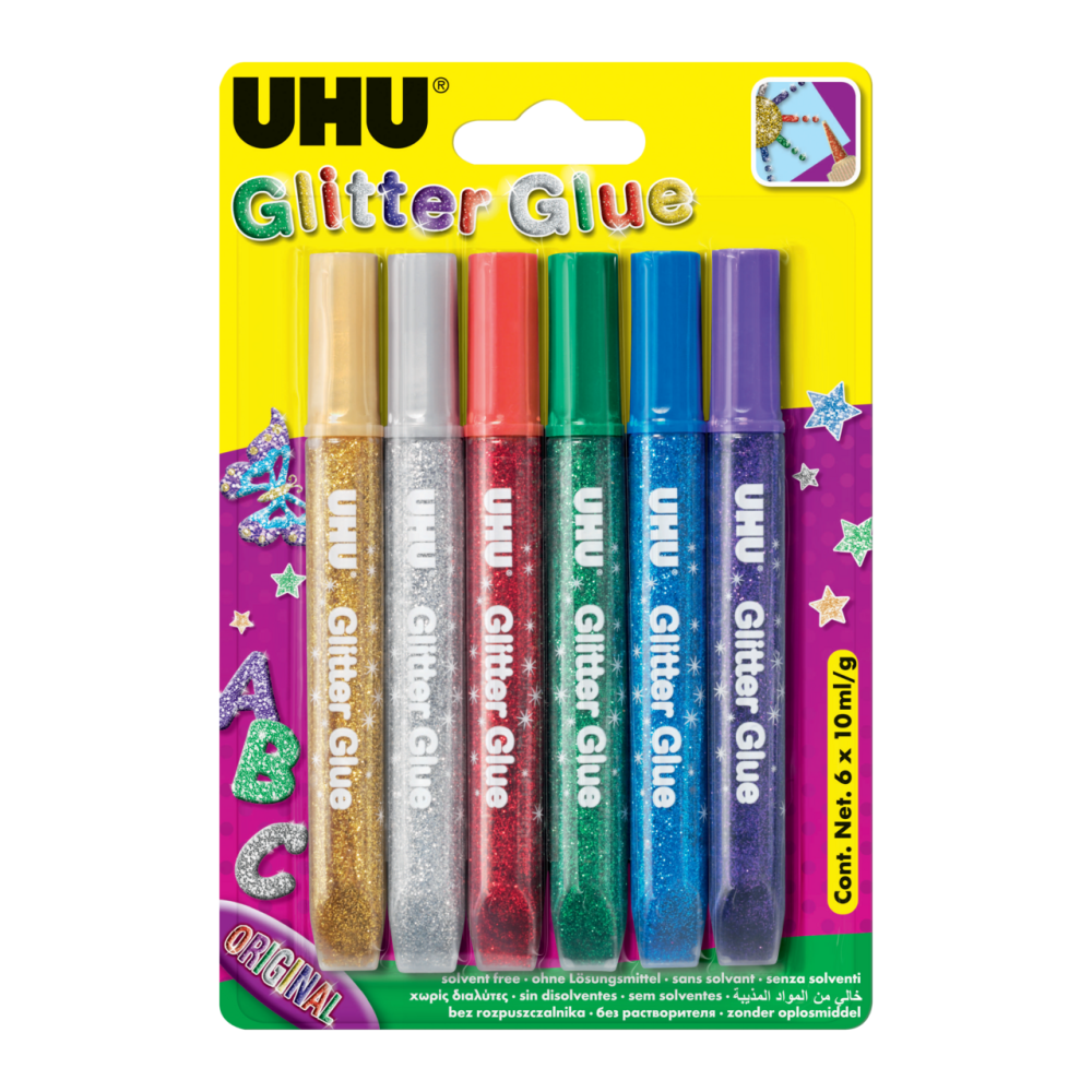 Brokat w kleju - UHU - 6 kolorów x 10 ml