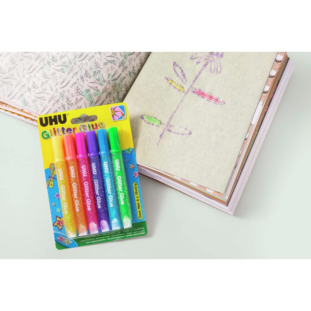 Brokat w kleju Shiny - UHU - 6 kolorów x 10 ml