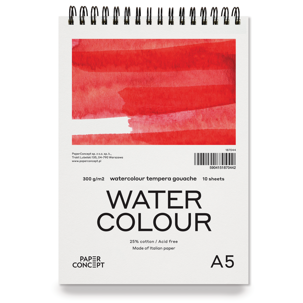 Watercolour spiral paper pad - PaperConcept - cold press A5 300 g 10 sheets