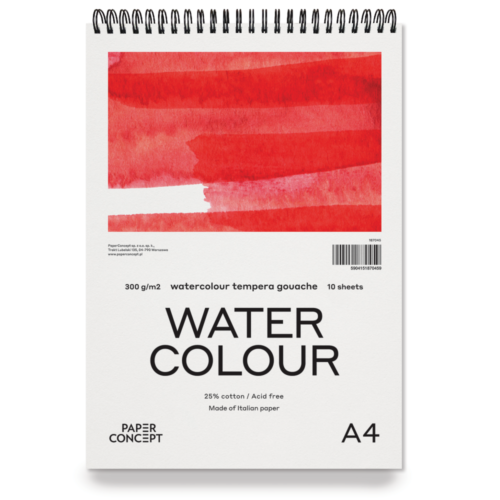 Watercolour spiral paper pad - PaperConcept - cold press A4 300 g 10 sheets