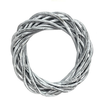 Wianek pleciony, wiklinowy, baza do stroików - szary, 30 cm