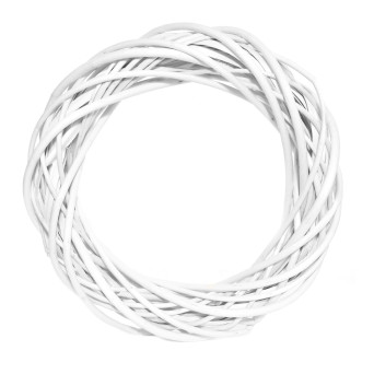 Wianek pleciony, wiklinowy, baza do stroików - biały, 15 cm