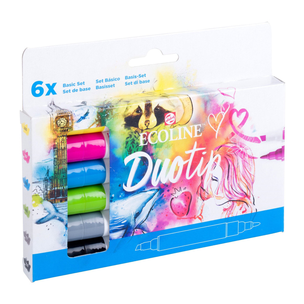 Duotip Ecoline Pen Black Basic Set - Talens - 6 colors
