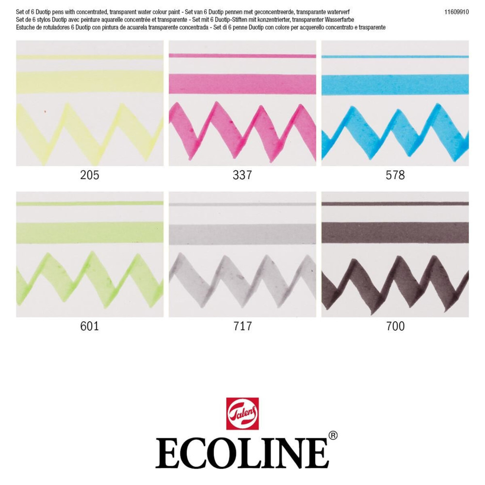Duotip Ecoline Pen Black Basic Set - Talens - 6 colors