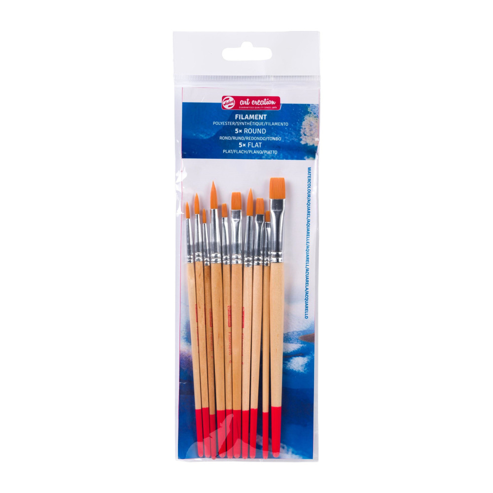 Set of poliester Filament brushes - Talens Art Creation - 10 pcs.