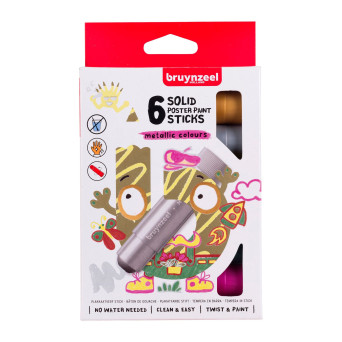 Poster paint stick set, Metallic - Bruynzeel - 6 colors x 10 g