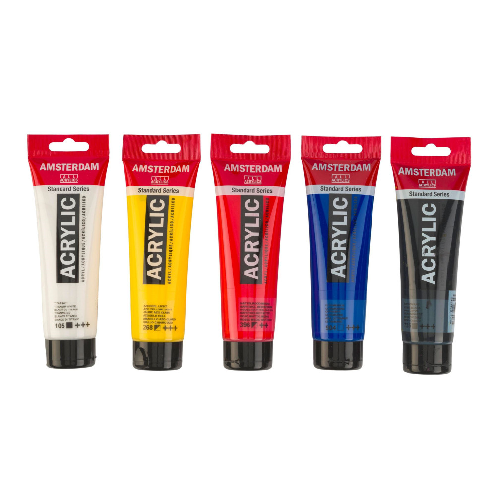 Set of acrylic paints, Mixing - Amsterdam - 5 colors x 120 ml