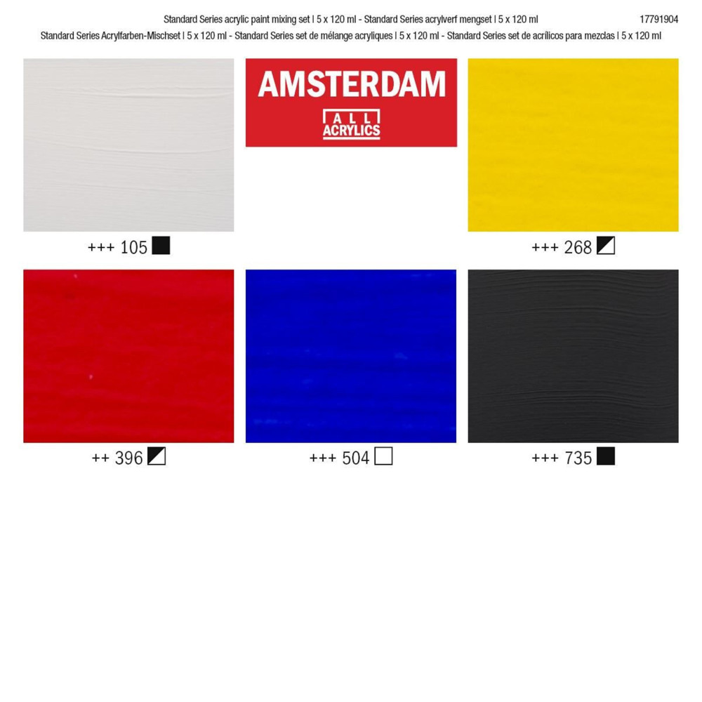 Zestaw farb akrylowych, Mixing - Amsterdam - 5 kolorów x 120 ml
