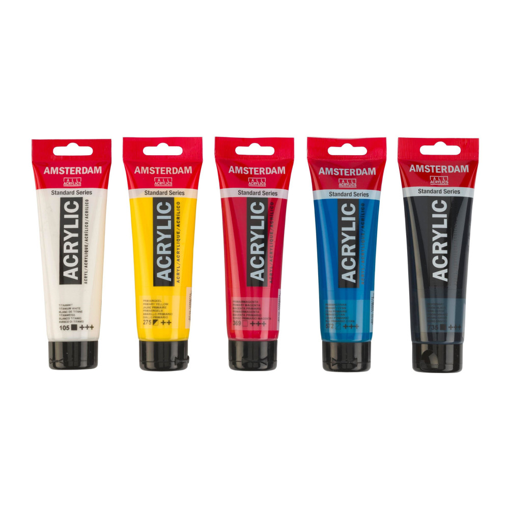 Zestaw farb akrylowych, Primary - Amsterdam - 5 kolorów x 120 ml