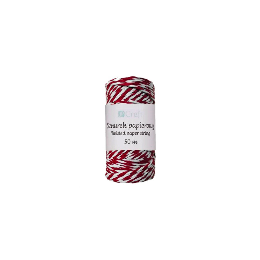 Twisted paper string - DpCraft - white and red, 50 m