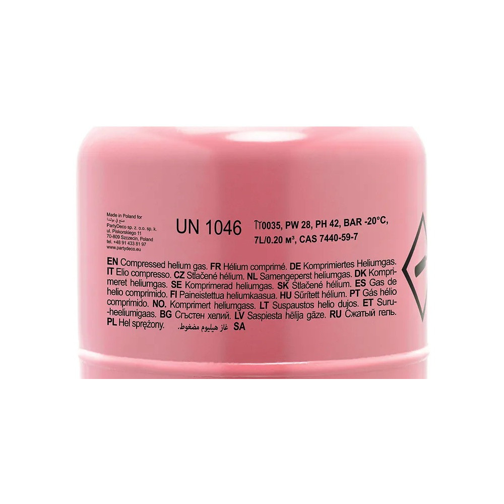 Disposable bottle with helium - pink, 0.20 m3