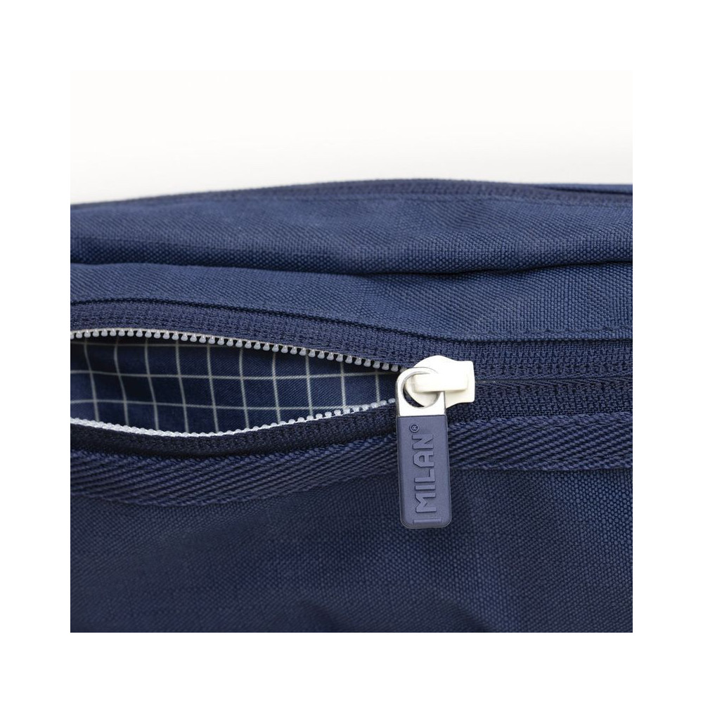 2-zipped rectangular pencil case 1918 series - Milan - navy blue
