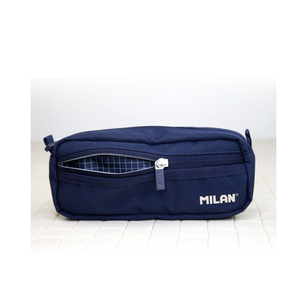 2-zipped rectangular pencil case 1918 series - Milan - navy blue