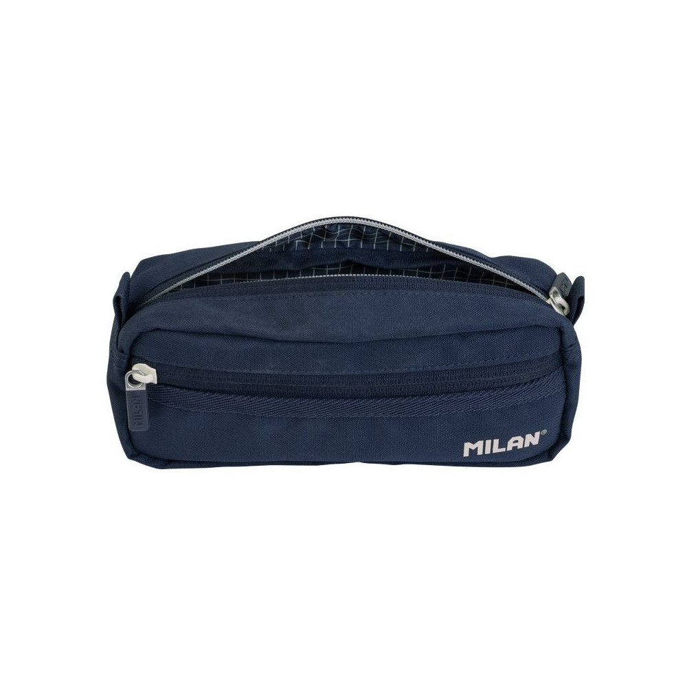 2-zipped rectangular pencil case 1918 series - Milan - navy blue