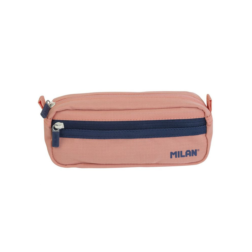 2-zipped rectangular pencil case 1918 series - Milan - pink