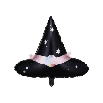 Foil balloon, Witch's hat - black, 66,5 x 57,5 cm