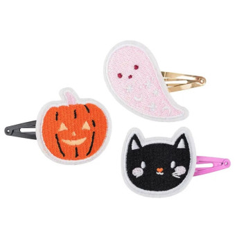 Spinki do włosów, Halloween - duch, dynia, kot, 3 szt.