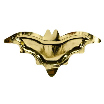 Talerzyki papierowe, Nietoperz - złote, 37,5 x 18,5 cm, 6 szt.
