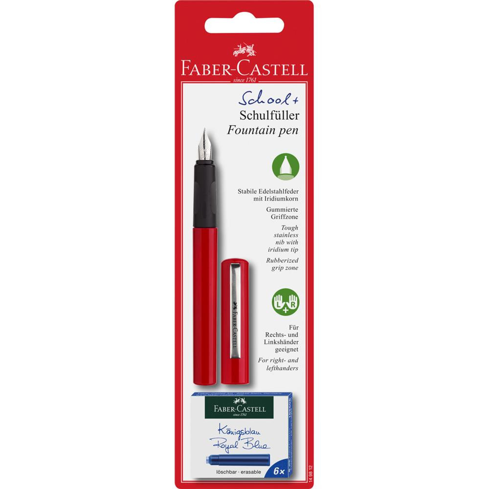 Szkolne pióro wieczne z wkładami - Faber-Castell - czerwone, M