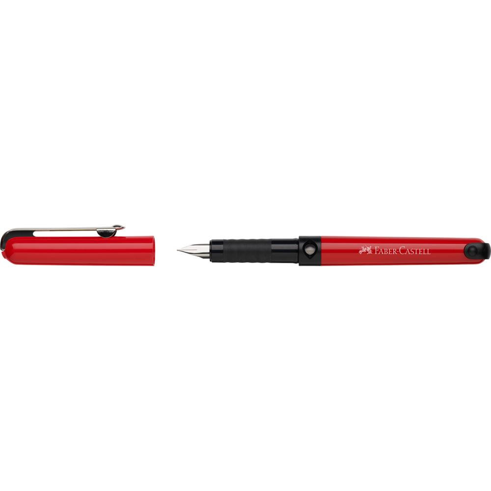 School fountain pen with cartridges - Faber-Castell - red, M