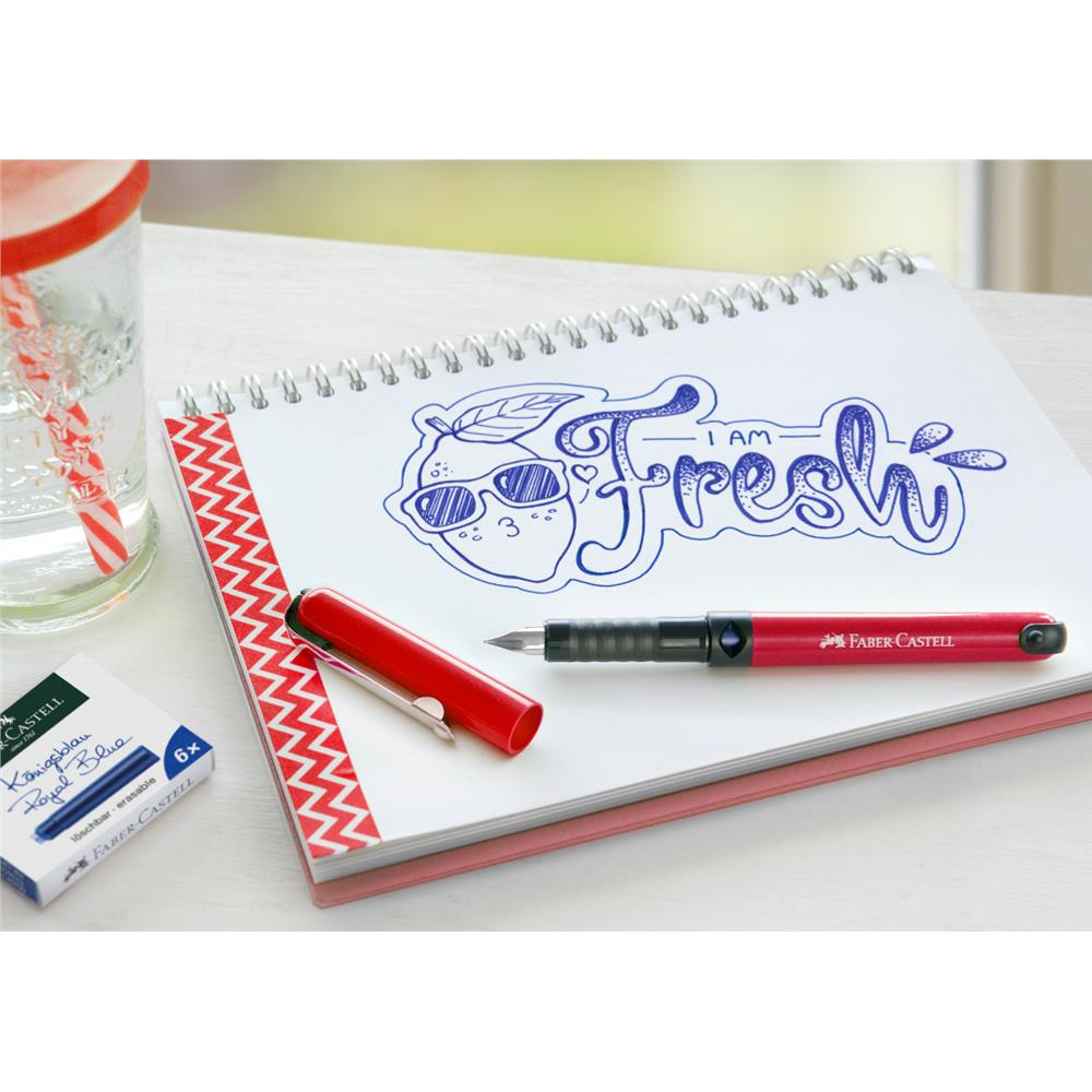 Szkolne pióro wieczne z wkładami - Faber-Castell - czerwone, M