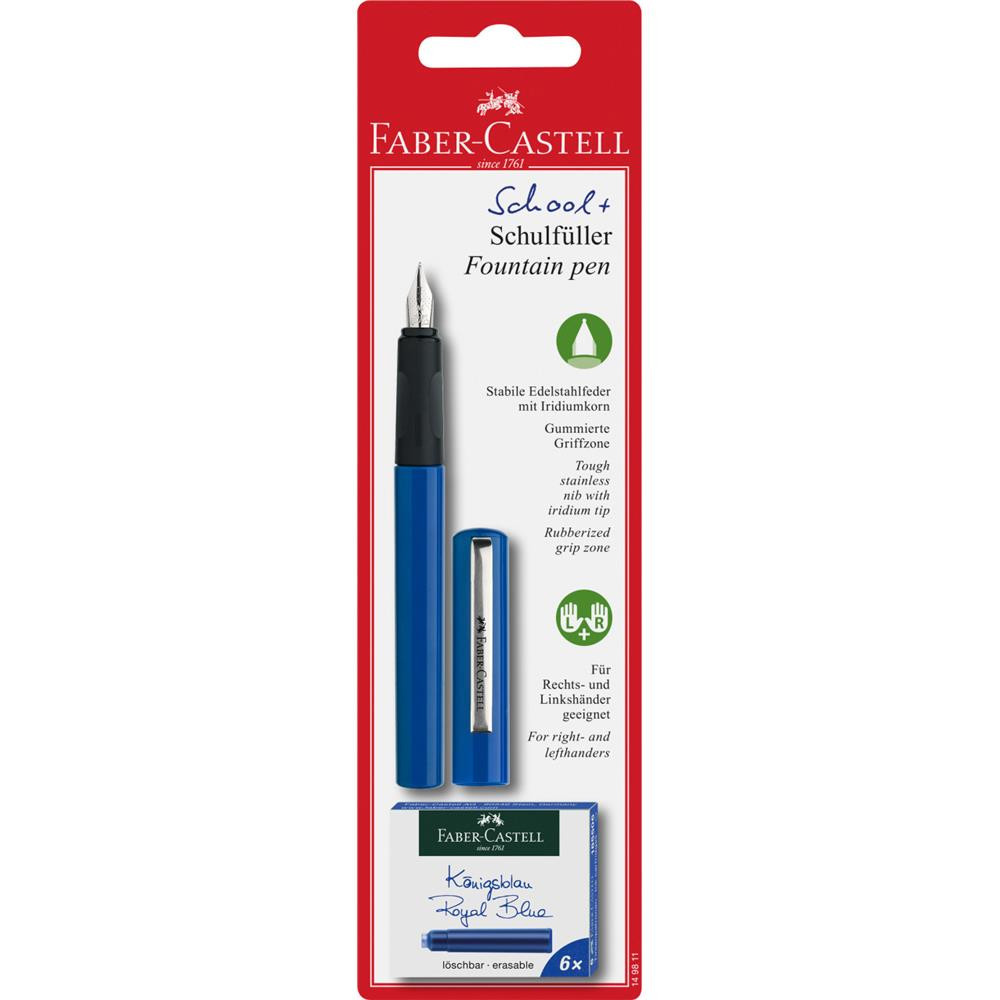 School fountain pen with cartridges - Faber-Castell - blue, M