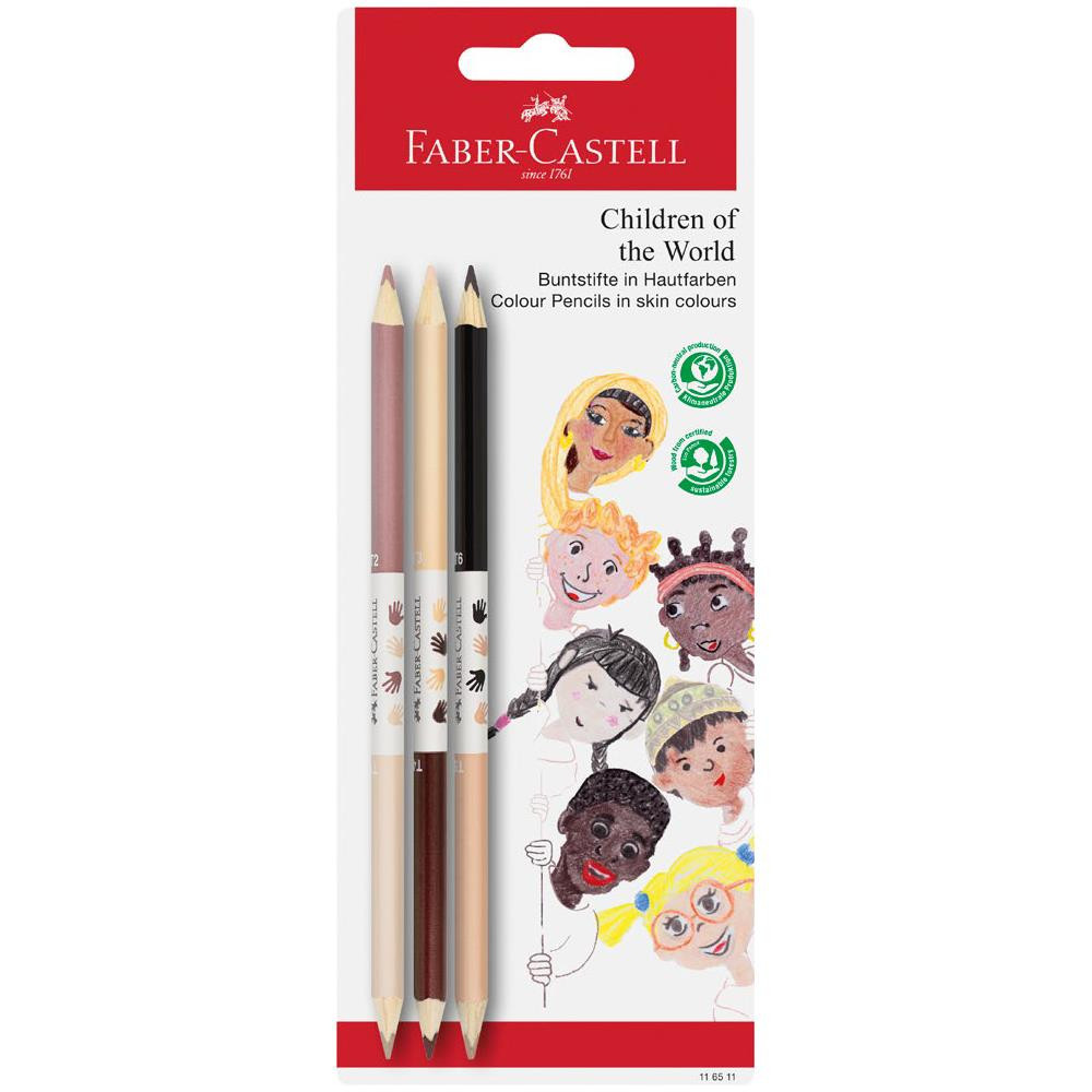 Zestaw dwustronnych kredek Grip, edycja Children of the world - Faber-Castell - 3 szt.