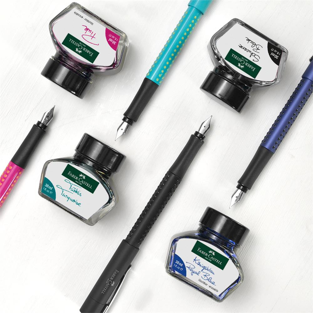 Ink in glass flacon - Faber-Castell - Black, 30 ml